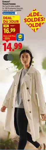 Lidl Esmara trench femme offre