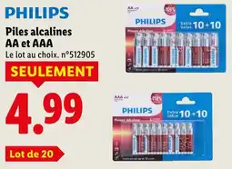 Lidl Philips piles alcalines aa offre