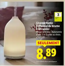 Lidl Livarno home diffuseur de brume à ultrasons offre