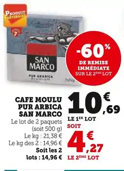 U Express San marco cafe moulu pur arabica offre
