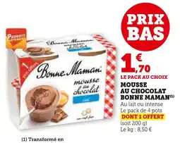 U Express Bonne maman mousse au chocolat offre