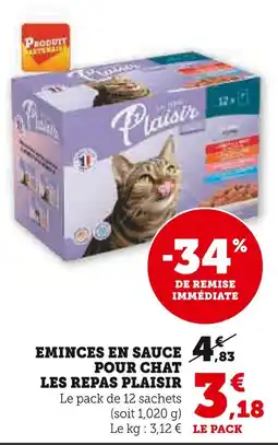 U Express Les repas plaisir emincés en sauce pour chat offre