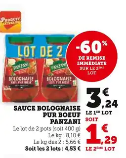 U Express Panzani sauce bolognaise pur boeuf offre