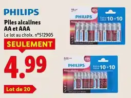 Lidl Philips - piles alcalines aa et aaa offre