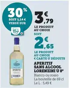 Super U U - aperitif sans alcool lorenzini 0° offre