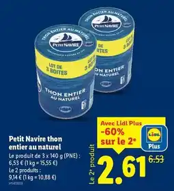 Lidl Petit navire - thon entier au naturel offre