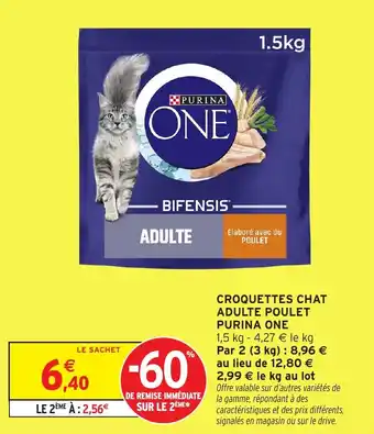 Croquettes chat adulte poulet purina one