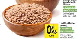 Les Comptoirs de la Bio Lentilles blondes bio vrac la sélection des comptoirs offre