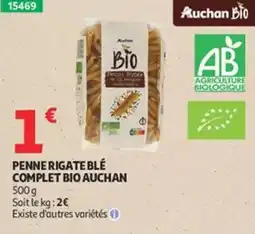 Auchan Supermarché Penne rigate blé complet bio auchan offre