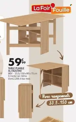 La Foir'Fouille Table pliable xl faustine offre