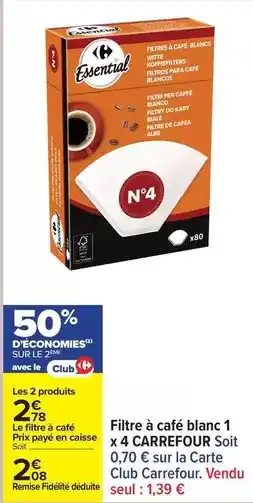 Carrefour Drive Carrefour - filtre à café blanc 1 offre