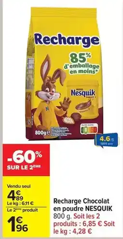 Carrefour Drive Nestlé - recharge chocolat en poudre offre