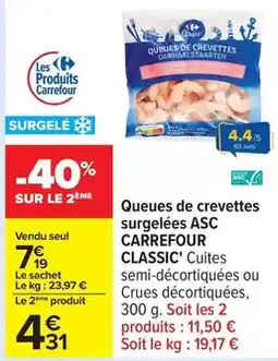 Carrefour Drive Carrefour - queues de crevettes surgelées asc classic' offre