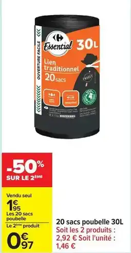 Carrefour Drive Facile - 20 sacs poubelle 30l offre