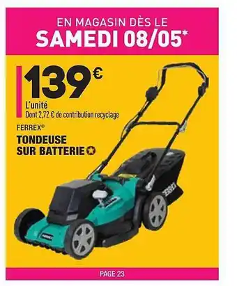 ALDI Tondeuse Sur Batterie Ferrex offre