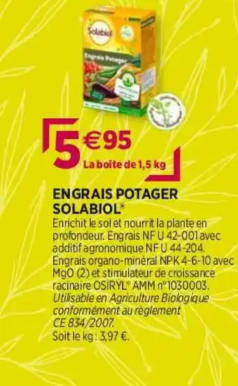 Delbard Engrais Potager Solabiol offre
