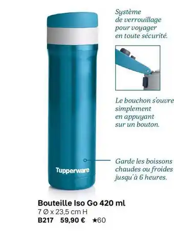 Tupperware Bouteille Iso Go 420 Ml offre
