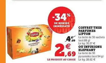 U Express Coffret Thés Parfumés Lipton, Ou Infusions éléphant offre