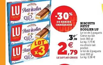 U Express Biscuits Petit écolier Lu offre