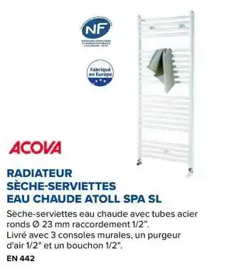 Prolians Radiateur Seche-Serviettes Eau Chaude Atoll Spa Sl offre