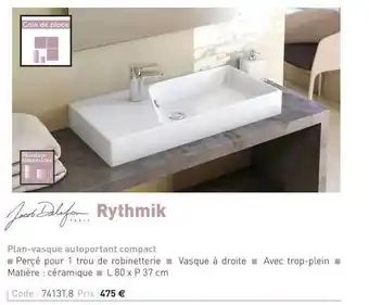 Plan-vasque Autoportant Compact Rythmik Jacob Delafon