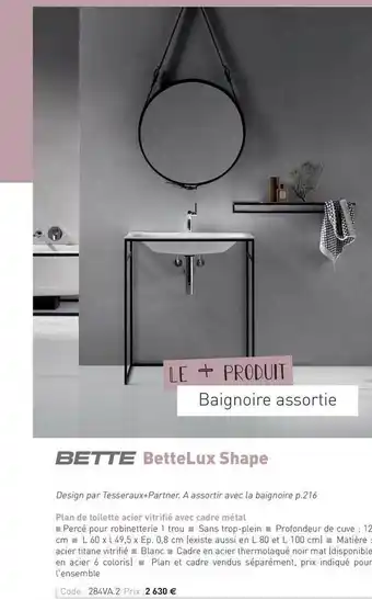 Plan De Toilette Acier Vitrifié Avec Cadre Métal Bettelux Shape Bette