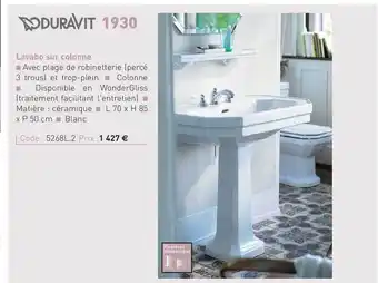 Lavabo Sur Colonne 1930 Duravit