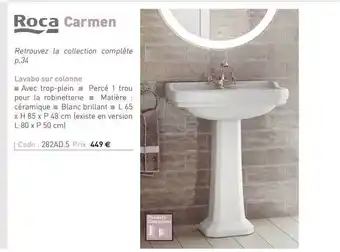 Richardson Lavabo Sur Colonne Carmen Roca offre