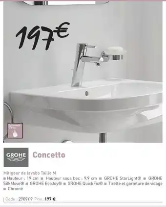 Richardson Mitigeur De Lavabo Taille M Concetto Grohe offre