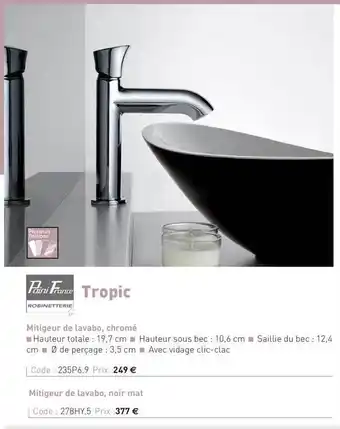 Richardson Mitigeur De Lavabo, Chromé Tropic Paini France offre
