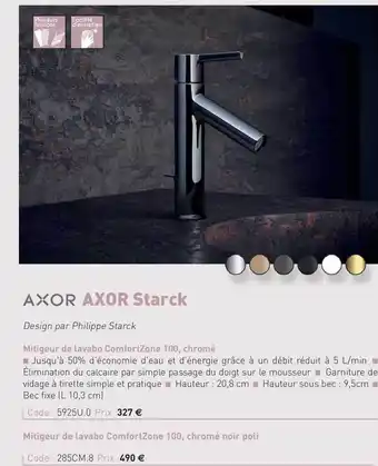 Mitigeur De Lavabo Comfort Zone 100, Chromé Axor Starck Axor