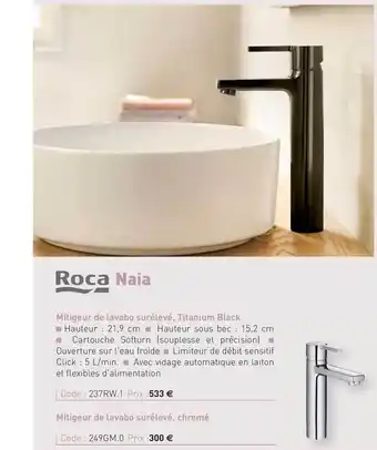 Richardson Mitigeur De Lavabo Surélevé, Titanium Black Naia Roca offre
