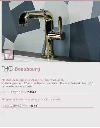 Richardson Mitigeur De Lavabo Avec Vidage Clic-clac, Pvd Laiton Beaubourg Thg offre