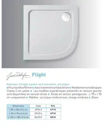 Receveur D'angle à Poser Ou à Encastrer, Acrylique Flight Jacob Delafon