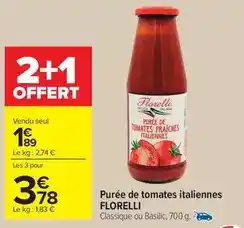 Carrefour Market Florelli - purée de tomates italiennes offre