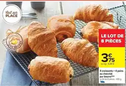Carrefour Market 4 croissants + 4 pains au chocolat pur beurre offre