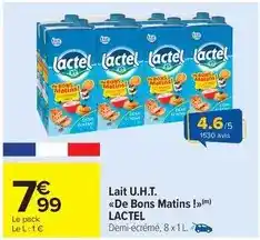 Carrefour Market Lactel - lait u.h.t. de bons matins offre
