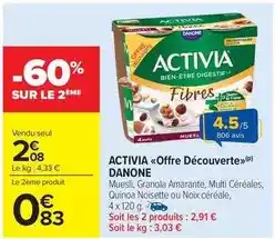 Carrefour Market Danone - activia offre découverte offre