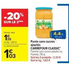 Carrefour Market Carrefour - purée sans sucres ajoutés offre