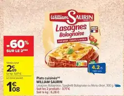 Carrefour Market William saurin - plats cuisinés offre
