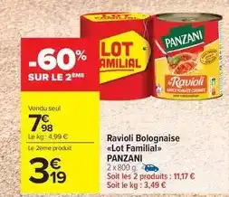Carrefour Market Panzani - ravioli bolognaise lot familial offre
