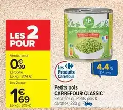 Carrefour Market Carrefour - petits pois classic offre