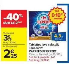 Carrefour Market Carrefour - tablettes lave-vaisselle tout en 1 expert offre