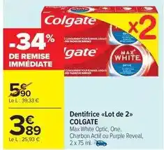 Carrefour Market Colgate - dentifrice lot de 2 offre