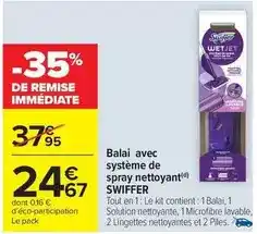 Carrefour Market Swiffer - balai avec système de spray nettoyant offre