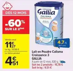 Carrefour Market Gallia - lait en poudre calisma croissance 3 offre