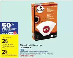 Carrefour Market Carrefour - filtres à café blancs 1x4 offre