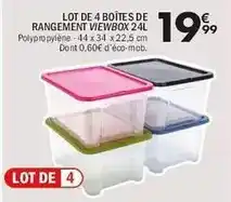 La Foir'Fouille Lot de 4 boîtes de rangement viewbox 24l offre