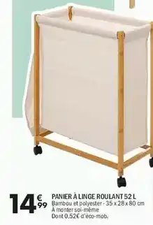 La Foir'Fouille Panier à linge roulant 52 l offre