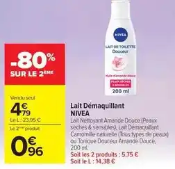 Carrefour Drive Nivea - lait démaquillant offre